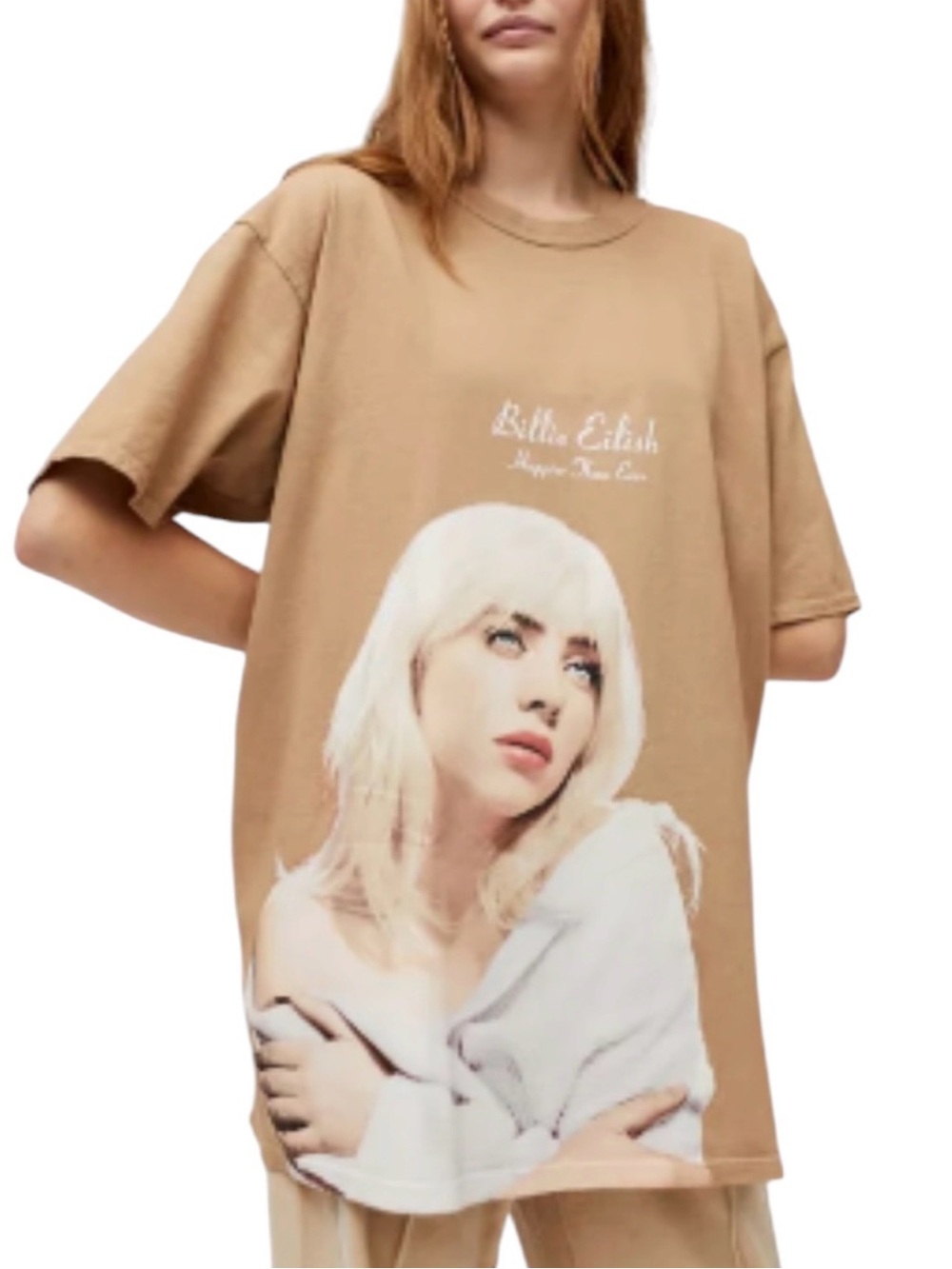 Billie Eilish Happier Than Ever Tan Oversized Graphic Tee Unisex Shirt Indie M/L